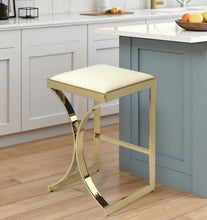 Load image into Gallery viewer, Backless Counter Height Bar Chair - Off White / Gold
