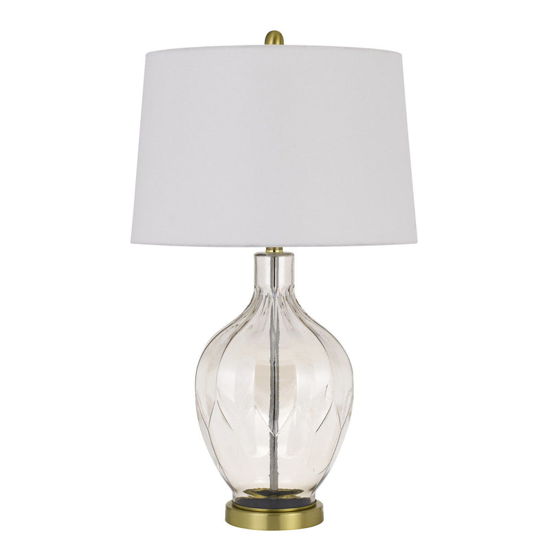 Metal Table Lamp With Drum Shade - Clear Off-White