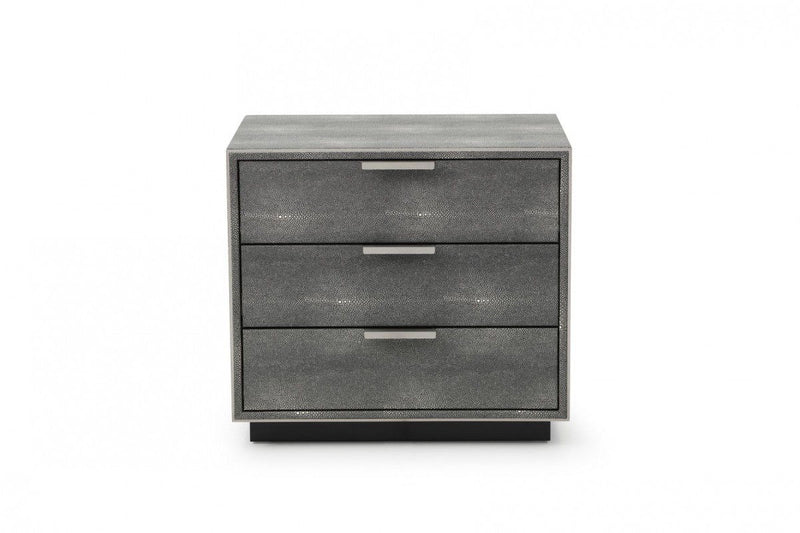 Shagreen Three Drawer Nightstand - Gray