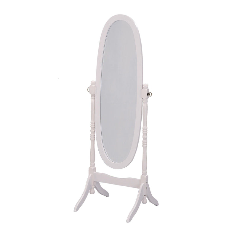 60" Oval Wood Framed Freestanding Cheval Mirror - White