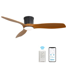 Load image into Gallery viewer, Smart Ceiling Fan With Remote Control, 3 Blades, Dimmable LED Light, Reversible DC Motor - Black
