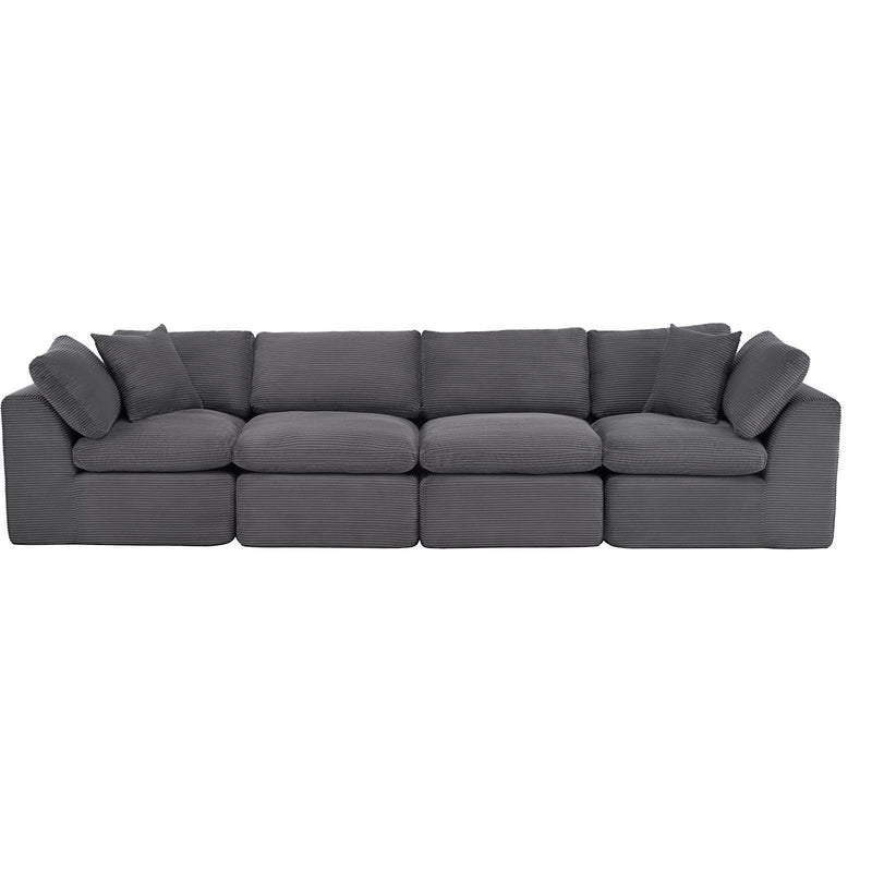 Corduroy Modular Sofa Chaise With Toss Pillows (725198) - Dark Gray