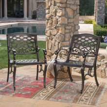 Load image into Gallery viewer, Luminea - Outdoor Aluminum Dining Chair With Scroll Design, Lattice Pattern And Cabriole Legs - Copper
