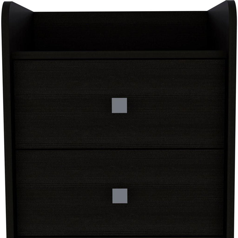 18.2" x 15.7" x 21.9" Two Drawer Faux Wood Nightstand - Black