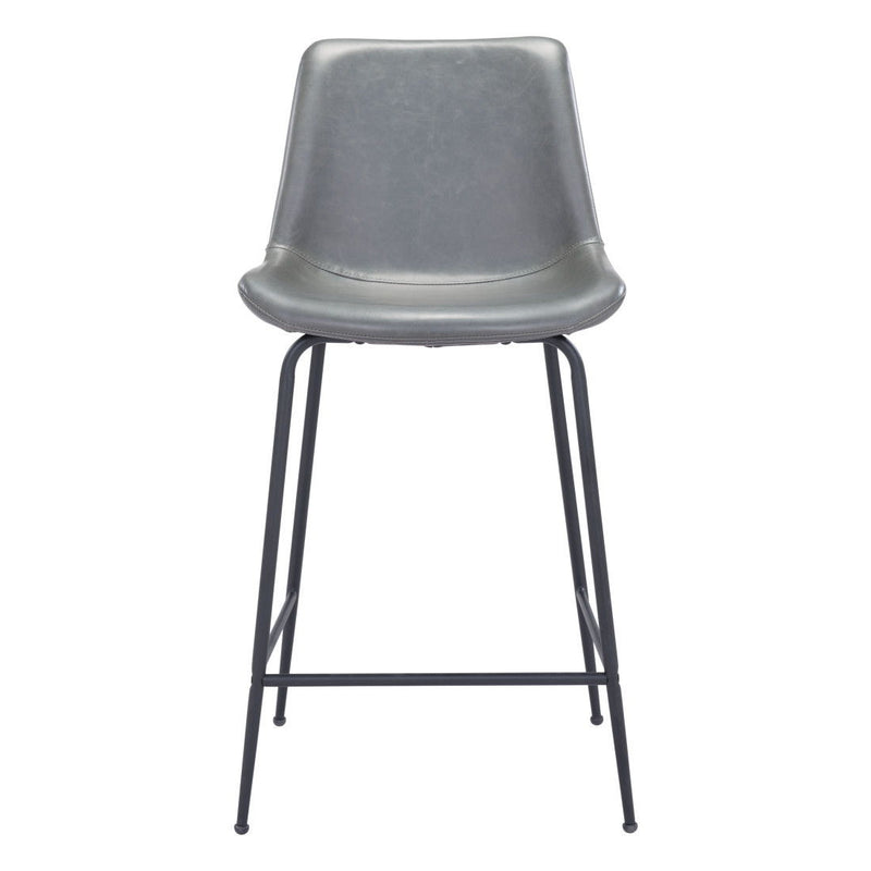 Steel Low Back Counter Height Bar Chair - Gray And Black