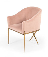 Load image into Gallery viewer, Velvet And Gold Solid Color Arm Chair - Pink
