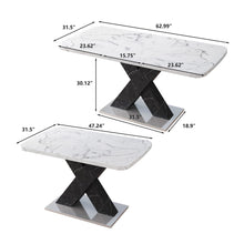 Load image into Gallery viewer, Rectangle Dining Table With Stretchable Top, X Shape Mdf Legs With Steel Base - White / Black
