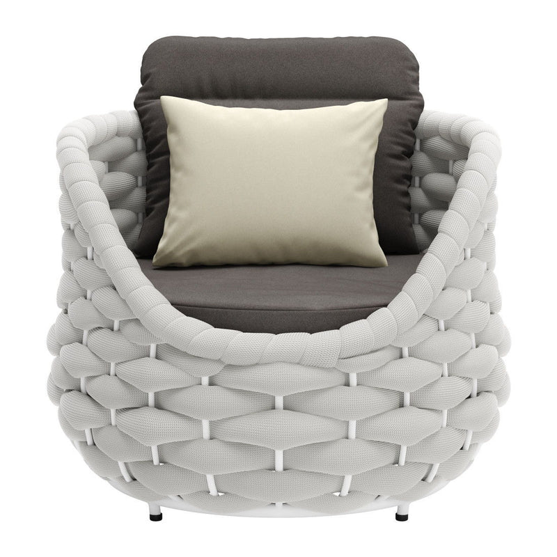 Olefin Barrel Chair And Toss Pillow - Gray And White