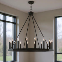 Load image into Gallery viewer, 40" Candle Style Multi Light Metal Dimmable Chandelier - Black
