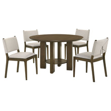 Load image into Gallery viewer, Crispin - 5 Piece Round Dining Table Set With Upholstered Chairs - Brown
