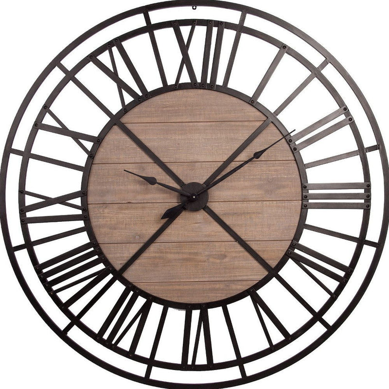 Skeleton Circle Wall Clock - Black / Brown