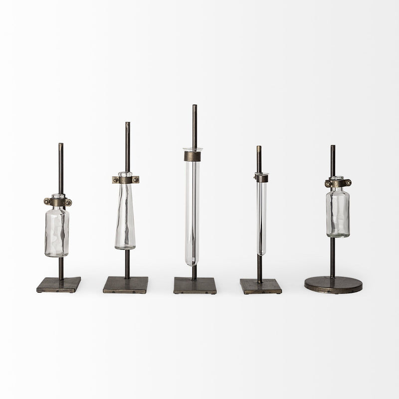 Abstract Cylinder Table Vases (Set of 2) - Dark Brown