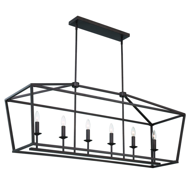 Candle Style Six Light Metal Dimmable Chandelier - Bronze