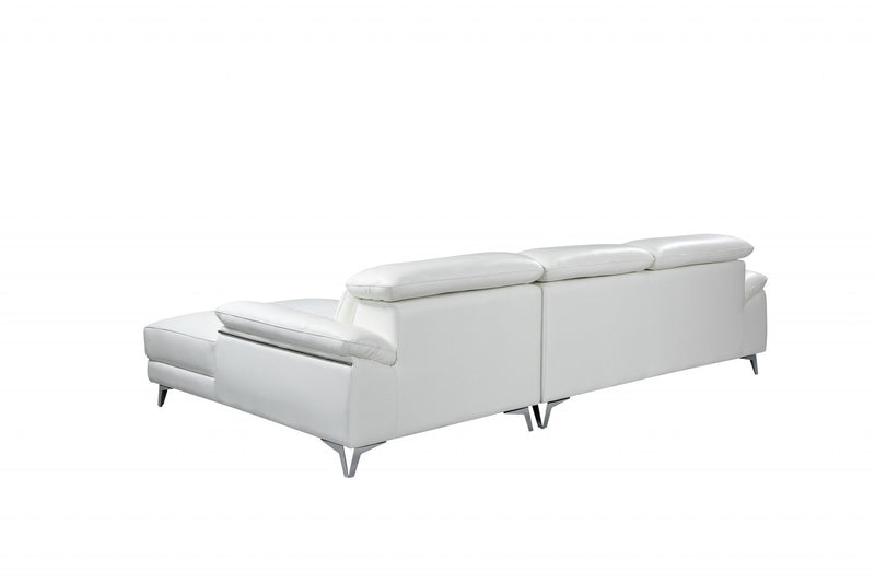 Italian Leather L Shaped Two Piece Sofa Chaise Sectional - White