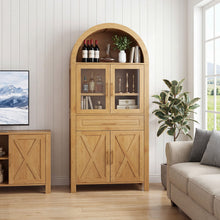 Load image into Gallery viewer, Arched Kitchen Pantry Cabinet With Adjustable Shelves And Barn Door Design
