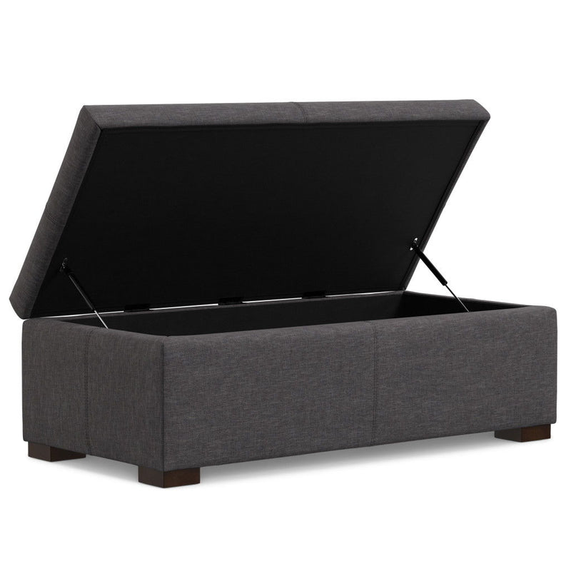48" Upholstery Storage Ottoman - Walnut / Slate Gray