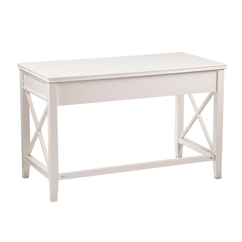 Solid Wood Trestle Writing Desk With Three Drawers - White