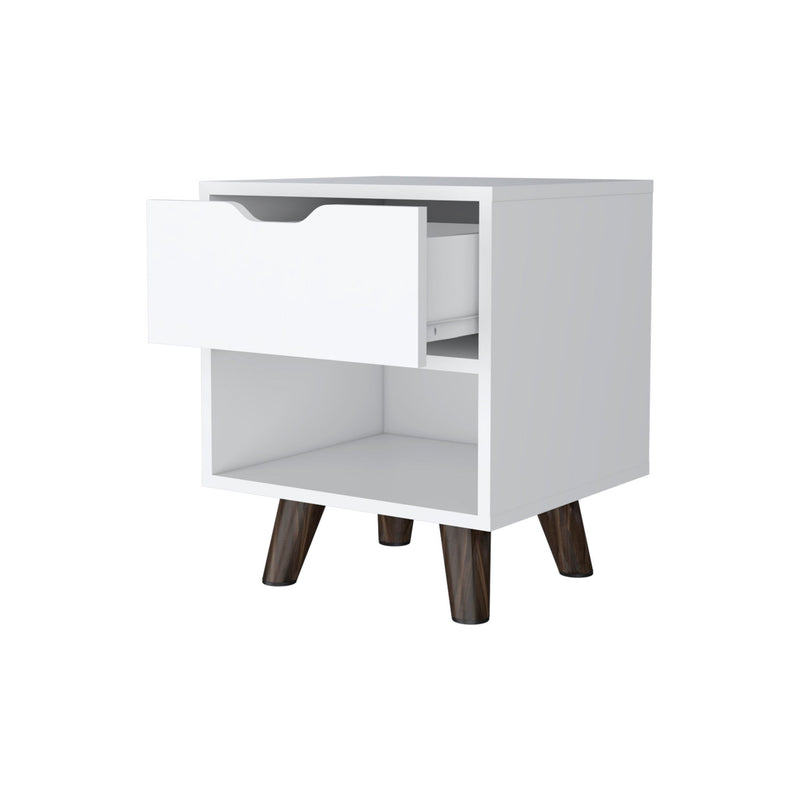 19" One Drawer Faux Wood Nightstand - White