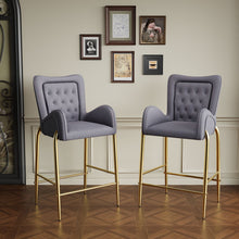 Load image into Gallery viewer, Velvet Fabric Counter Height Bar Stools (Set of 2)
