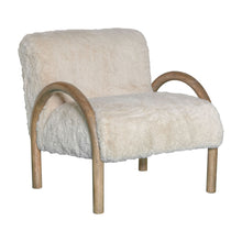 Load image into Gallery viewer, 30" Modern Faux Fur And Wood Arm Chair - Beige
