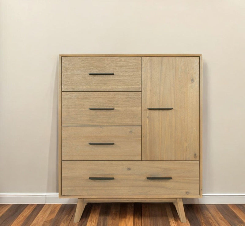 Solid Wood Four Drawer Gentlemans Chest - Walnut