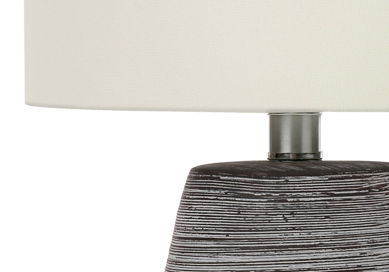 Ceramic Round Table Lamp With Ivory Drum Shade - Gray