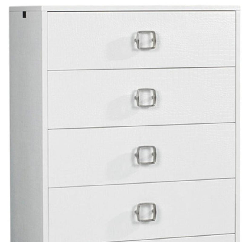 Solid Wood Stainless Steel Six Drawer Chest - White