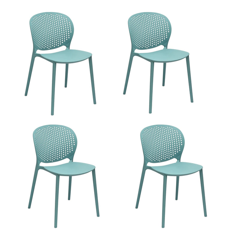 Heavy Duty Plastic Dining Side Chairs (Set of 4) - Blue