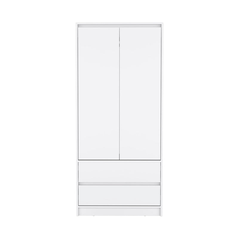 71" Transitional Wood Two Door Two Drawer Combo Dresser - White
