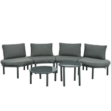 Load image into Gallery viewer, 6 Piece Patio Set, Half Moon Outdoor Sectional Sofa With 2 High Low Coffee Tables, 4 Pillows &amp; Cushions
