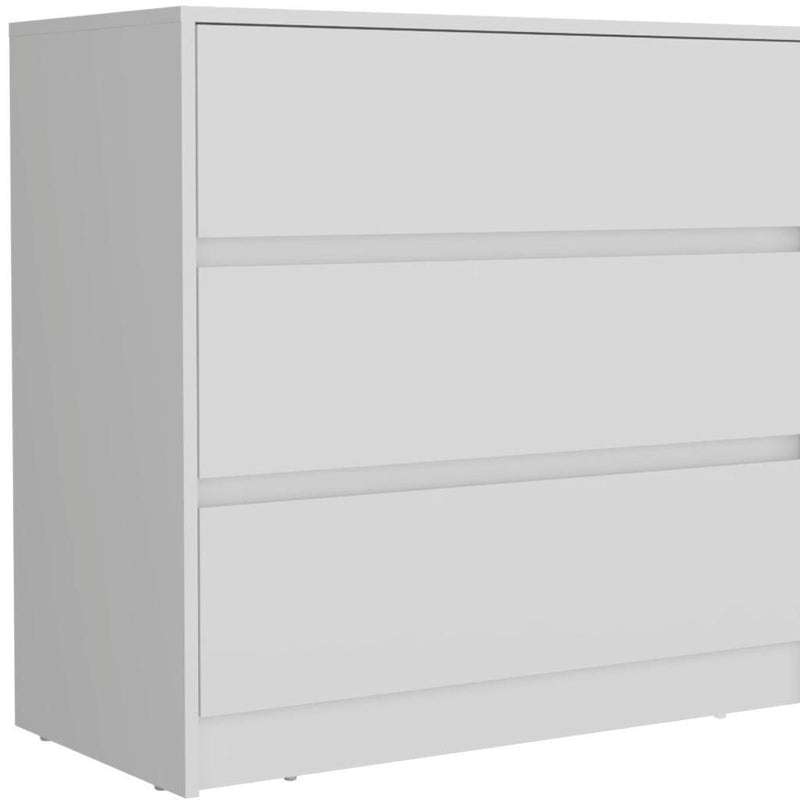 33" Wood Three Drawer Dresser - White