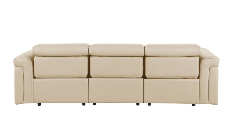 Italian Leather Reclining USB Sofa (720426) - Beige