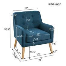 Load image into Gallery viewer, Modern Arm Chair With Tufted Back And Wooden Legs
