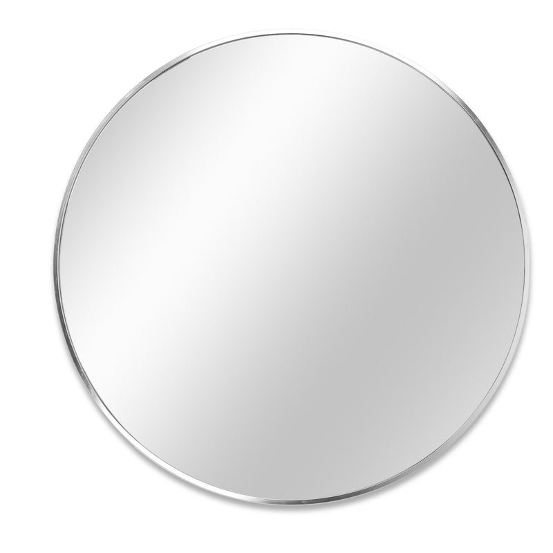 Aluminum Round Framed Bathroom Vanity Mirror (756110) - Silver