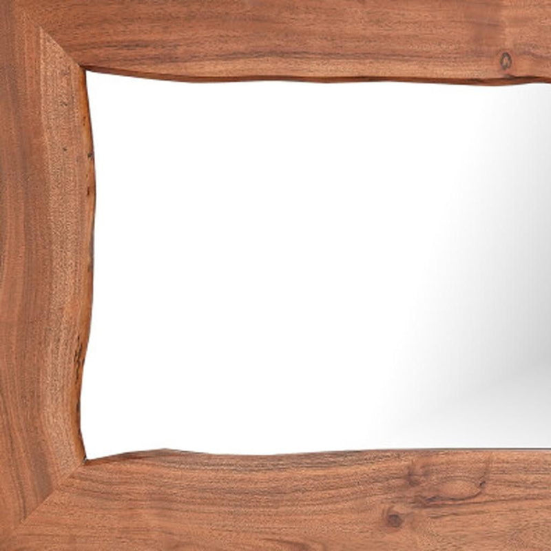24" Solid Wood Freestanding And Wall Mount Accent Mirror - Brown