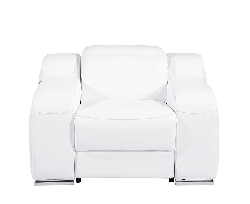 Italian Leather Wall Hugger Recliner With USB - White