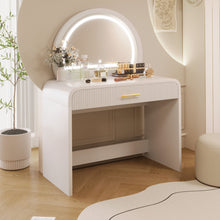 Load image into Gallery viewer, Makeup Vanity Table With Mirror Touch Screen Lighted Mirror, Dressing Table With Drawer For Bedroom - White
