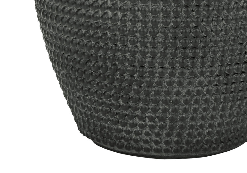 Round Table Lamp With Ivory Drum Shade - Black
