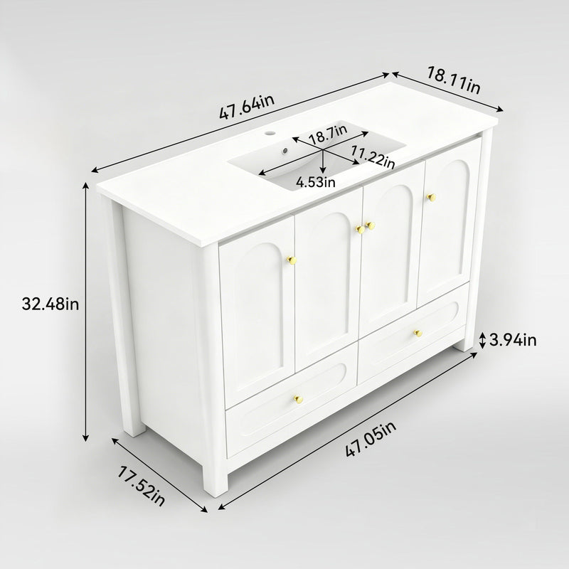 Bathroom Vanity With Sink Combo, 4 Soft Close Doors And 2 Drawers