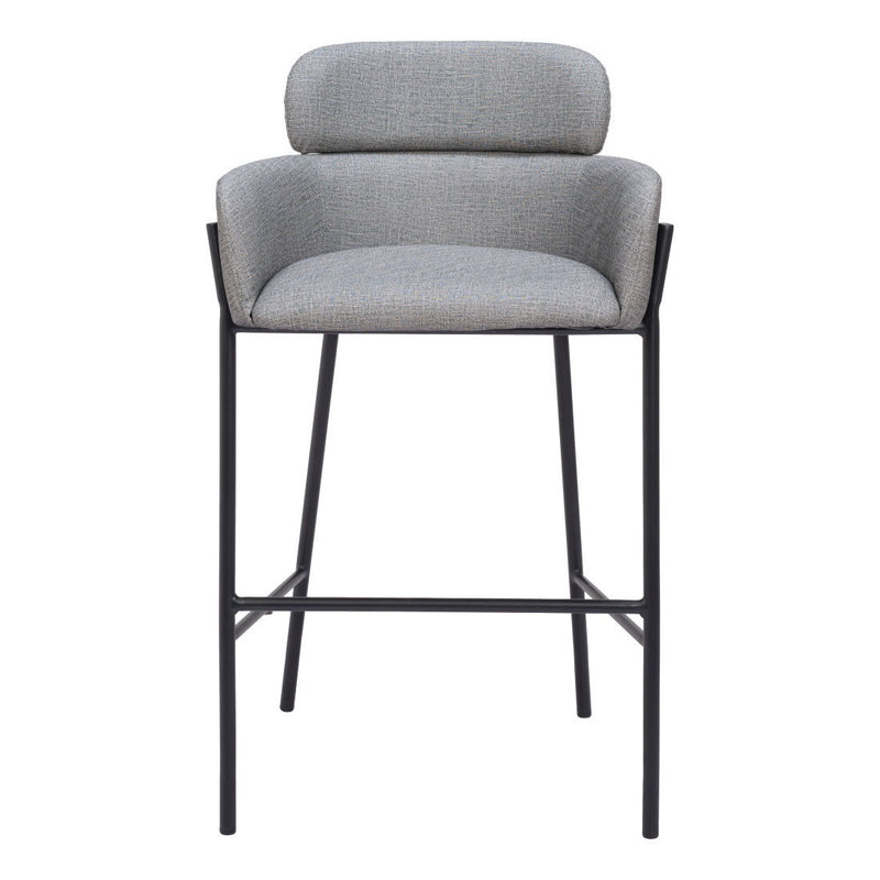 Fabric And Steel Bar Height Bar Chair - Slate Gray And Black