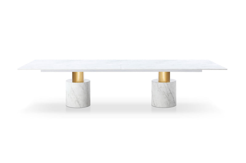 Marble Double Pedestal Base Dining Table - White