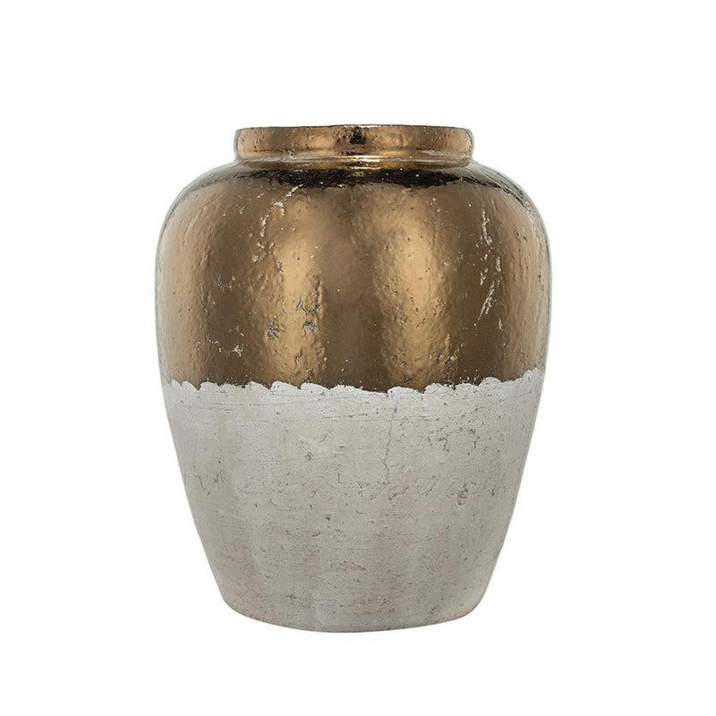 Block Round Jug Vase - Antiqued Bronze / Light Gray