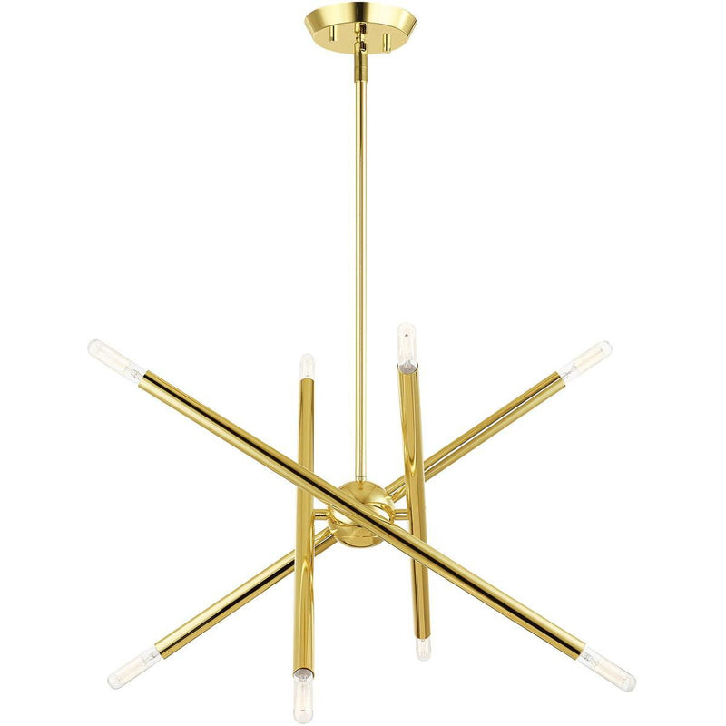 Eight Light Dimmable Chandelier With Shades - Brass