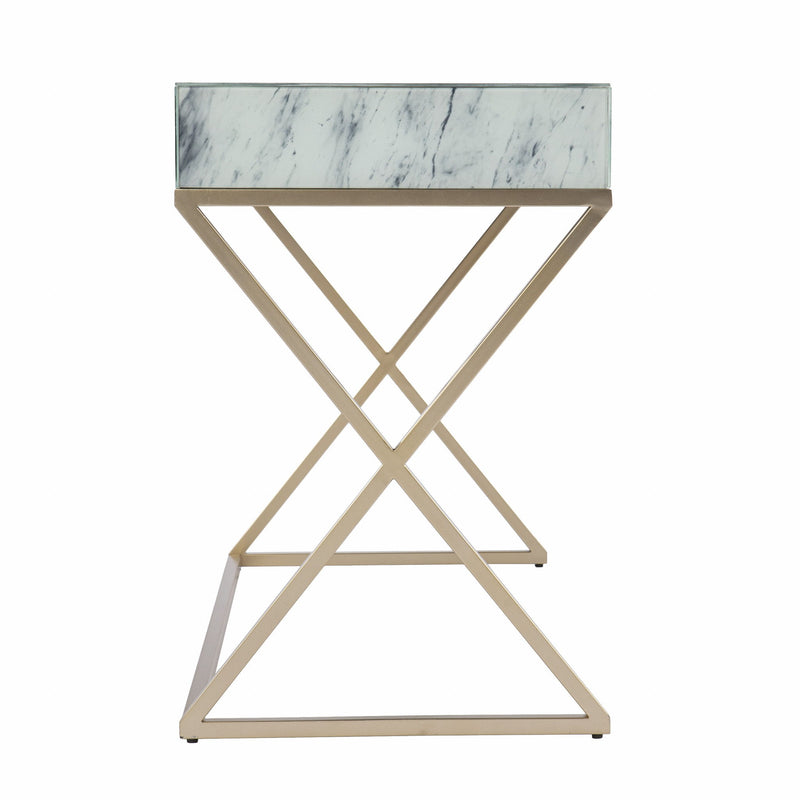 Writing Desk With Two Drawers - White / Bronze