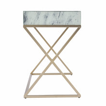 Load image into Gallery viewer, Writing Desk With Two Drawers - White / Bronze
