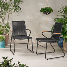 Load image into Gallery viewer, Moonstone - Outdoor Club Chair Set With Rope Weave Design - Black
