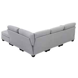 [VIDEO provided][New]89.8*60.2" Modern Sectional Sofa,5-Seat Modular Couch Set with Convertible Ottoman,L-Shape Linen Fabric Corner Couch Set with 2 Pillows for Living Room,Apartment,Office, 3 Colors