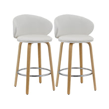 Load image into Gallery viewer, Faux Leather And Metal Low Back Counter Height Bar Chairs (Set of 2) - White And Brown
