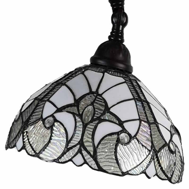 11" x 11" x 62" Traditional Shaped Floor Lamp With White Stained Glass Bowl Shade - Brown