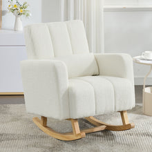 Load image into Gallery viewer, Accent Rocking Chair With Pillow, Spacious &amp; Comfortable Seating For Living Room Or Bedroom - Cream White
